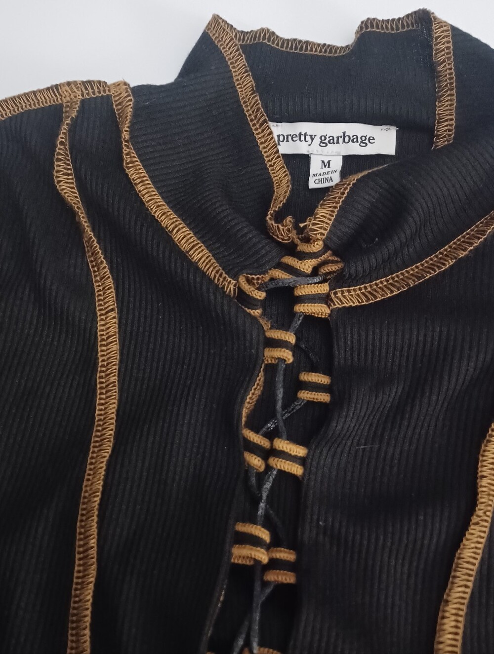 Pretty Garbage Lattice Front Crop Top Sz M - Picture 3 of 5